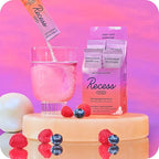 Recess Mood Powder, Calming Magnesium L-Threonate Blend with Passion Flower, L-Theanine, Electrolytes, Magnesium Calm Support Supplement - Gradient Berry Pack of 10
