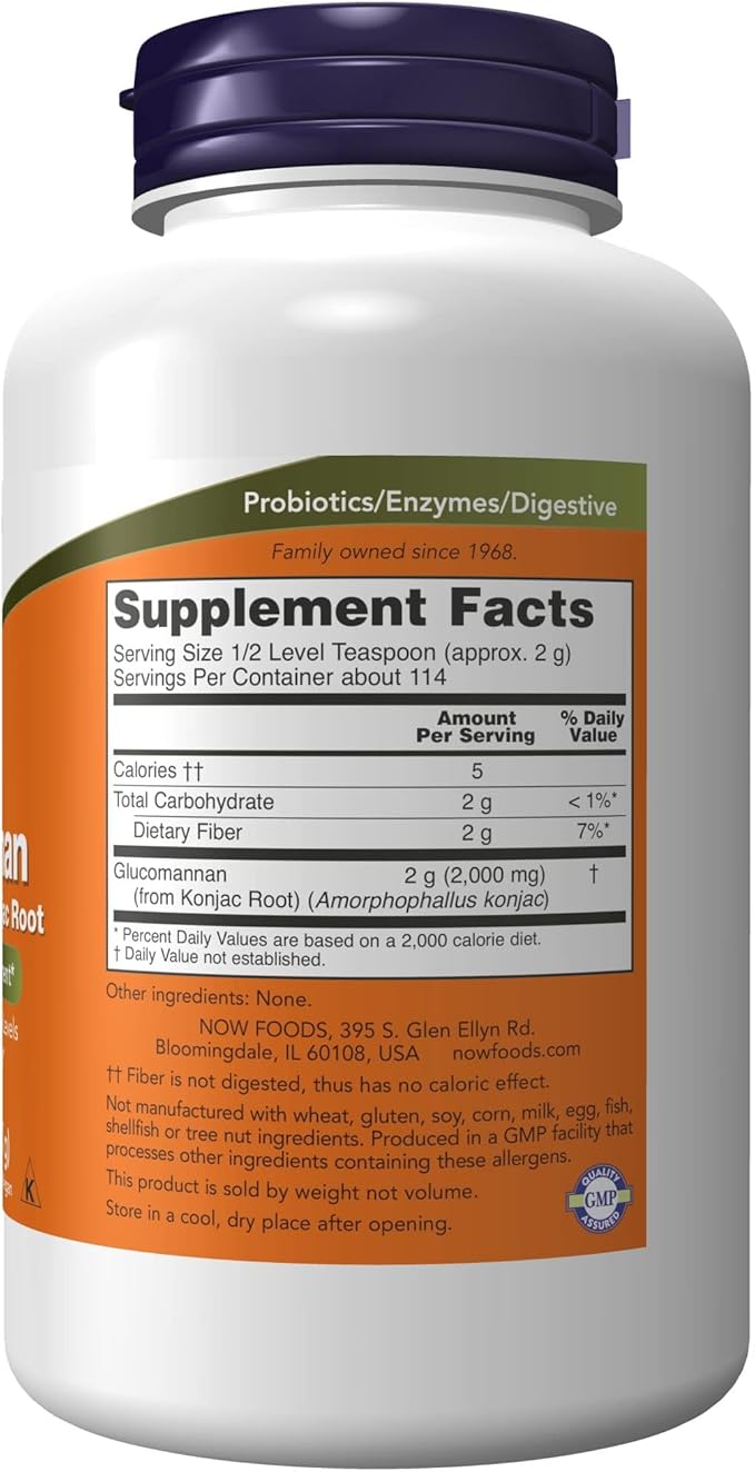 NOW Foods Supplements,Glucomannan (Amorphophallus konjac) Pure Powder,Supports Regularity*,Healthy Weight Management*,8 Ounce,(Pack of 2)