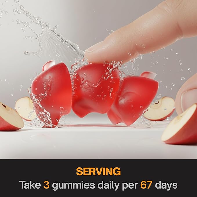 Premium 200 Gummies Creatine Gummies - Formulation with Creatine, Vitamin C & B6 - Vegan, Non-GMO, Sugar-Free, Red Apple Flavor