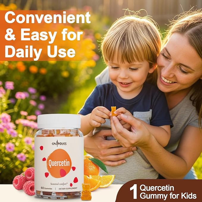Quercetin 500mg Gummies for Kids – with Bromelain, Vitamin C & D3, Stinging Nettle & Licorice, Seasonal Balance & Body Defenses, Vegan, 120 Gummies