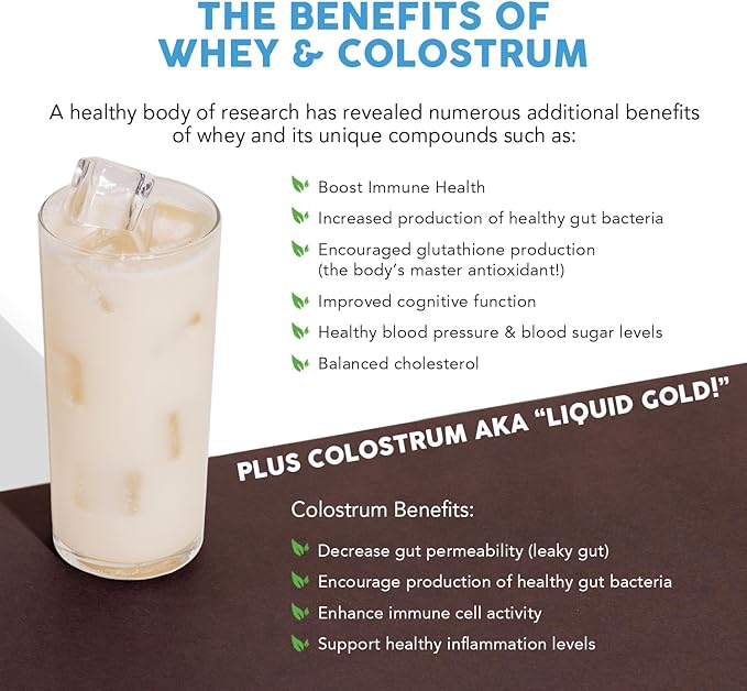 Paleovalley 100% Grassfed Whey Protein Powder with Colostrum, 30 Serving - Vanilla, 13g Protein, Muscle Building, Immune Support, Gut Health
