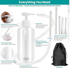 600ml Feminine Wash Enema Pump Bottle Kit 6Pcs Enema Nozzle Tips for Coffee Colon Cleansing Men Women, Anal Vaginal Douche Flush Spray Intimate Shower Irrigator Cleanser Enema Bucket Kit Hand Press