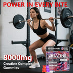 Creatine Monohydrate Gummies Complex 8000 MG for Men Women, Creatine Gummy with Taurine BCAA for Energy Support and Muscle Strength, Sugar Free Pre-Workout Supplement