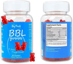 BBL Gummies for Women - Peach Growth Support with Collagen, Herbal Blend & Biotin, Fitness Multivitamins for Natural Curves, Confidence, Vegan & Cruelty Free - Natural Strawberry Flavor (60 Count)