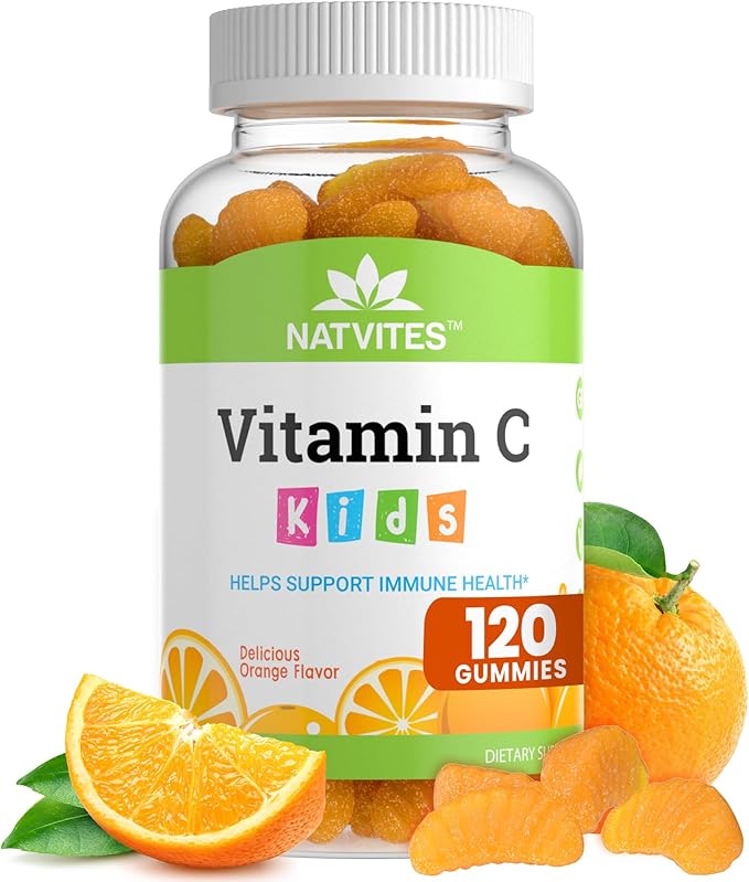 Kids Vitamin C Gummies – 120 Count of Tasty Immune Support Supplement for Kids, Toddlers, and Teens. Vitamin C Gummy Orange Flavored, Non-GMO, Gluten-Free, Vegan, Nut-Free, and Dairy-Free.