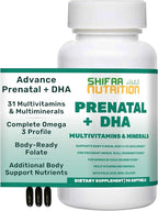 SHIFAA NUTRITION Halal Prenatal Vitamins with DHA and Folic Acid | High Potency 90 Softgels, Keto-Friendly | Vitamin C 120mg, DHA 250mg, Folic Acid 800mg, EPA 90mg, Biotin & Iodine