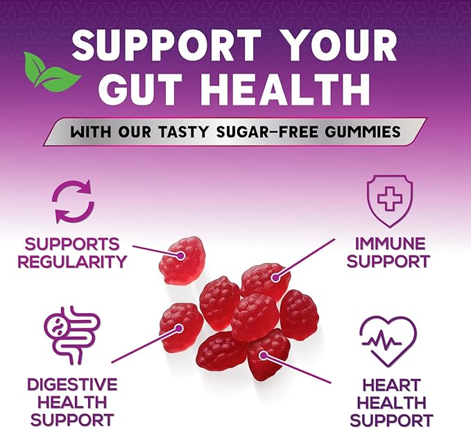 Fiber Gummies 4g Per Serving - Sugar Free Fiber Gummy Supplement for Adults, Daily Prebiotic Gummy Digestive Support - Plant Based Chews, Prebiotics Supports Regularity & Digestion - 120 Gummies