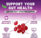 Fiber Gummies 4g Per Serving - Sugar Free Fiber Gummy Supplement for Adults, Daily Prebiotic Gummy Digestive Support - Plant Based Chews, Prebiotics Supports Regularity & Digestion - 60 Gummies