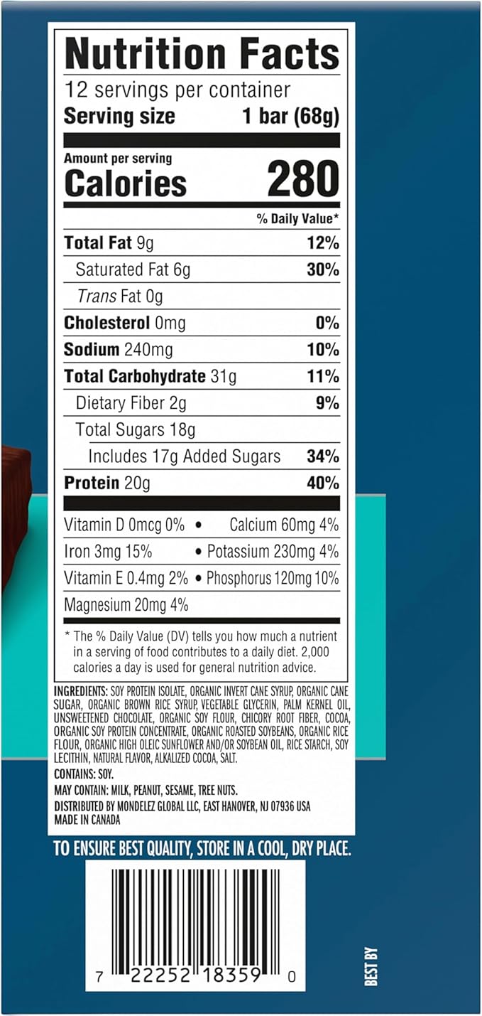 CLIF BUILDERS Protein Bars - Chocolatey Mint - 20g Plant Based Protein - Gluten Free - Non-GMO - Low Glycemic - No Artificial Sweeteners - 2.4 oz. (12 Pack)