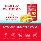 Designer Wellness Protein Smoothie, Real Fruit, 12g Protein, Low Carb, Zero Added Sugar, Gluten-Free, Non-GMO, No Artificial Colors or Flavors, Strawberry Banana, 24 Count
