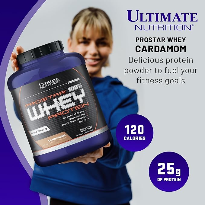 Ultimate Nutrition Prostar Whey Protein Powder Isolate, Cardamon - Low Carb, High Protein Powder Shake for Muscle Gain & Recovery - Low Sodium, Low-Fat & Keto Friendly - 5.28 lbs Tub