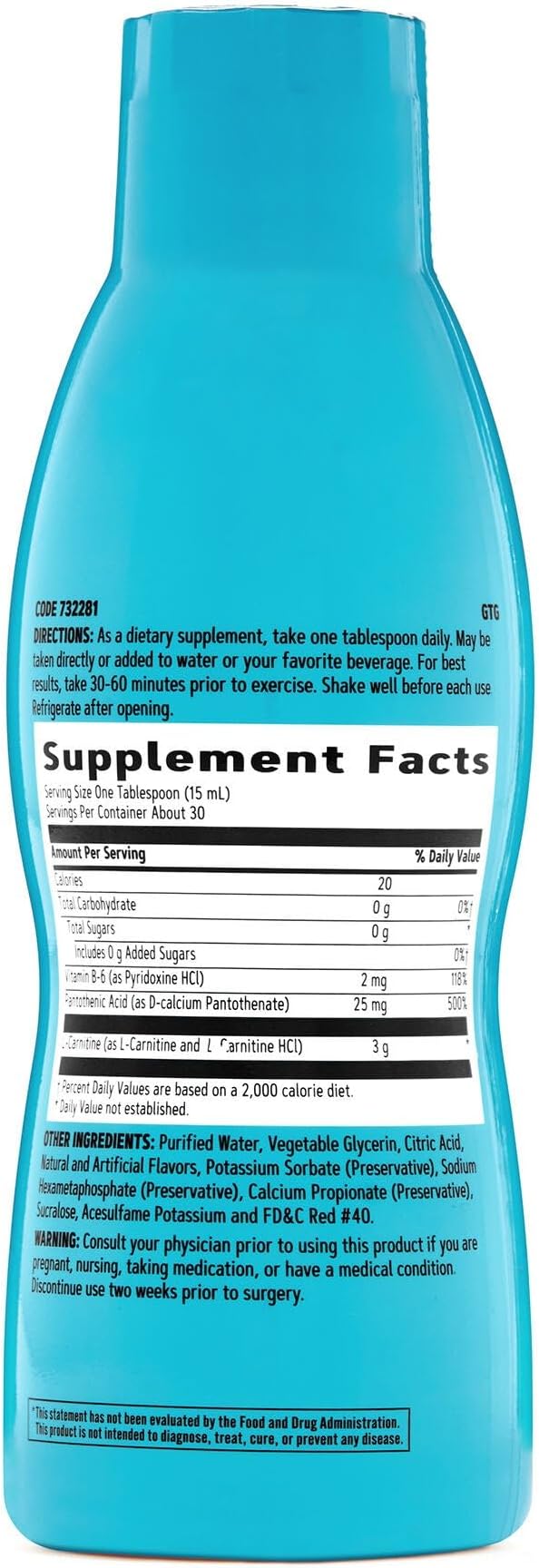 GNC Total Lean Triple Strength L-Carnitine Liquid | Supports Fatty Acid Metabolism and Helps to Fuel Muscle Recovery, Sugar Free | Fruit Punch | 16 fl.oz