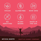 SGC Highest Concentration 100 mg Caffeine per Gummy, 2 Gummies per Pack, 12-Pack Mocca Shots Raspberry Chocolate Plant-Based Instant Energy with Herbal nootropics