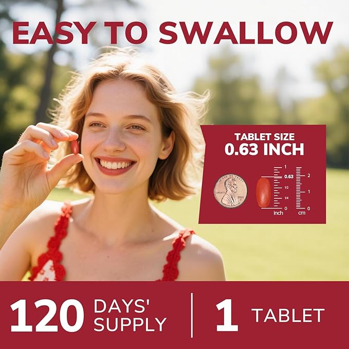 Iron Supplement for Women & Men, 65 mg, Ferrous Sulfate, Vitamin C, D3, B6, B12, Folate, Beet Root, Spinach, Pumpkin Seeds, Nettle, for Red Blood Cell & Energy Production, 120 Tablets