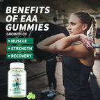 EAA Gummies Essential Amino Acids - All 9 Essential Aminos and All Branched-Chain Aminos (BCAAs) with Muscle Recovery, Energy Support Sugar Free Green Apple Flavor 30 Servings