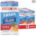 Bumble Bee Snack On The Run! Protein Snack Pack - 8g Protein per Box - Chipotle Tuna Salad with Crackers Kit - Ready to Eat Easy-Open Can - Wild Caught MSC-Certified Tuna (Pack of 12)