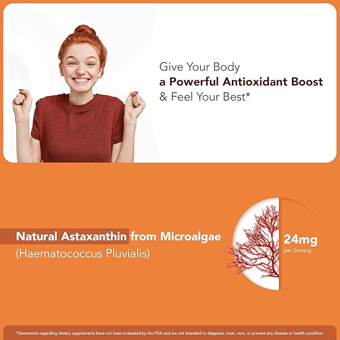 GOJOY NATURALS Astaxanthin Gummies 24mg – High Potency Antioxidant Supplement – Skin, Eye & Immune Wellness Support – Vegan, Sugar-Free, Non-GMO, Gluten-Free, Soy-Free – 60 Gummies