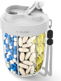 Large Pill Organizer,Supplement Organizer for 7 Different Vitamins,Pill Dispenser with Anti-Mixing Design,Easy to Retrieve Meds,Includes 20 Pcs Labels,Travel Pill Organizer(Gray)