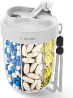 Large Pill Organizer,Supplement Organizer for 7 Different Vitamins,Pill Dispenser with Anti-Mixing Design,Easy to Retrieve Meds,Includes 20 Pcs Labels,Travel Pill Organizer(Gray)