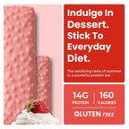 ProtiWise Strawberry Shortcake - High Protein Snack Bars – On-The-Go Snack, 14g Protein, 160 Calories – Gluten-Free, Strawberry Flavor – 7 Count Box