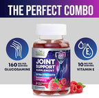 Joint Support Supplement - Extra Strength Glucosamine Gummy Supports Joints Health & Flexibility for Back, Knees, Hands - Natural Vitamin E Immune Support - Best Gummies for Women & Men - 60 Gummies