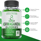 Atlantis Nutrition Ashwagandha Gummies - Ashwagandha Extract 30:1 - Promotes Calmness, Improves Mood, Boosts Energy Levels & Strengthens Immune System - Formulated w/Vitamin D & Zinc - Vegan | 60 Ct