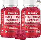 Calcium Gummies + Magnesium & Zinc with Vitamin D3 & K2, High Absorption Calcium Supplement for Bone, Teeth & Immune Support, Non GMO, Vegan, 120 Count