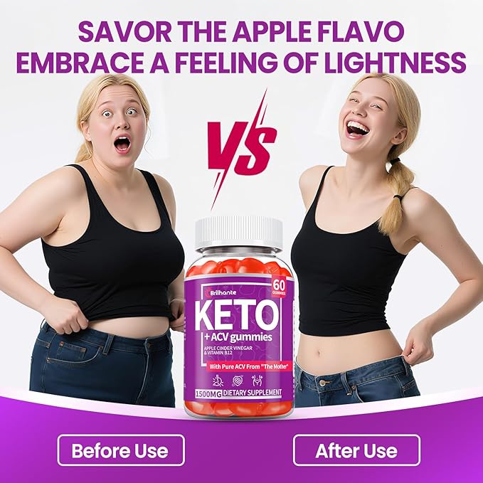 Keto ACV Gummies, Organic Apple Cider Vinegar Gummies Sugar Free: Apple Cider Vinegar with Mother, Vitamin B12 & B6, Gut Health, Metabolism, Gluten Free & Vegan, Beet Root - 60 Count