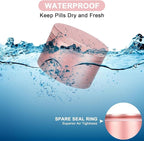 Pink Metal Pill Box Daily - Single Waterproof Travel Pill Container for Purse, Portable Pill Case for Vitamins, Fish Oil, Medicine, Cute Pill Holder Organizer, Big Size