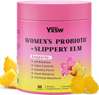 Women's Probiotics Slippery Elm Gummies, Her Juicy Feminine Probiotics Gummies Support pH Balance, Gut Health & Immune System, Sugar-Free, Pineapple Flavor, 60 Count