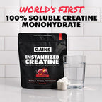 Gains in Bulk Instantized Creatine Monohydrate for Men & Women, Soluble Pre Workout Powder, Supports Muscle Building, Strength and Performance, Bodybuilding Supplements, Sour Raspberry, 30 Servings