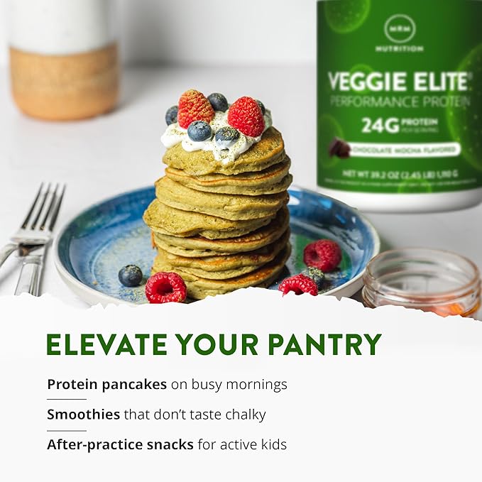 MRM Veggie Elite Performance Protein - Chocolate Mocha, Plant-Based Powder, 24g Protein per Serving with BCAAs & Digestive Enzymes, Clinically Tested - Vegan, Gluten-Free - 31 Servings