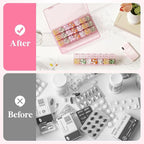 Lifewit Monthly Pill Organizer, 28 Day Pill Box, 4 Weeks One Month Vitamin Cases, Large Compartments Medicine Organizer for Fish Oils, Supplements, 28 Grids, Pink