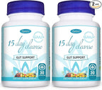 15 Day Cleanse Gut Support 2 Pack, Detox Supplement with Senna, Cascara Sagrada & Psyllium Husk, for Men and Women | Total 60 Capsules