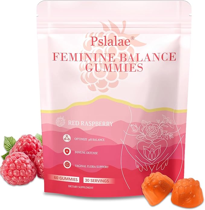 Premium Feminine Balance Gummies for Women – Raspberry Flavor – pH Balance, Immune & Digestive Support – Vegan, Gluten-Free – 60 Gummies (30-Day Supply)