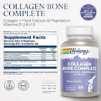 Solaray Collagen Bone Complete - Marine Collagen Capsules with Calcium, Magnesium, & Vitamin D3 for Women & Men, Bone Strength & Health Support - 90 Capsules