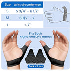 Velpeau Thumb Compression Sleeve for Tendonitis (Pack of 2), Seamless Technology, Gloves Wraps for Arthritis Pain Relief for Women & Men, Splint Liner, Fits Both Hands (Black,Short Version, S)