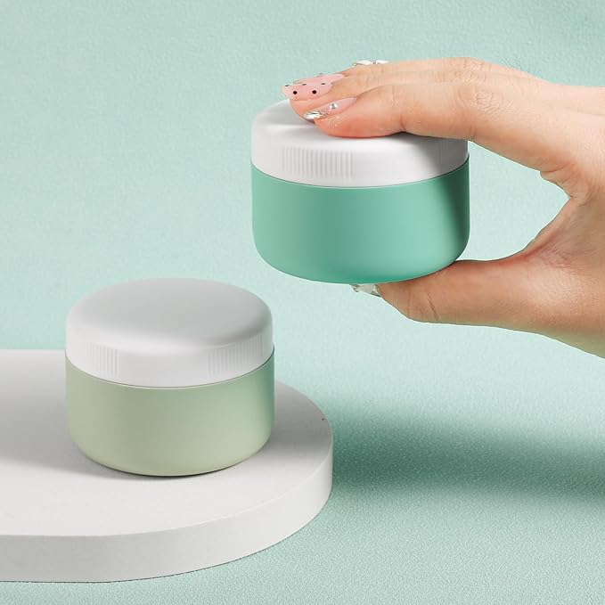 kuangre Travel Containers for Toiletries, Silicone Cream Jars BPA-Free, Leak-proof 2oz Travel Size Containers, Portable Size Silicone Jars with Lid for Cosmetic Face Hand Body Cream (4 Pack)