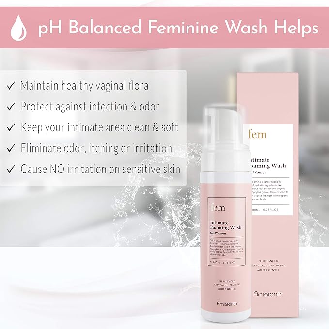 fem pH Balance Intimate Wash for Women, Feminine Wash for Sensitive Skin, Gentle Cleanser for Daily Use, Helps Eliminate Irritation, Itching, Odor (200ml / 6.8 fl oz)