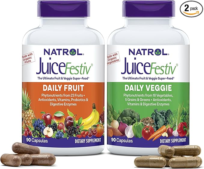 Natrol JuiceFestiv, Vitamins and Supplements for Nutrition & Well-Being, Antioxidants for Cellular Health, 90 Capsules (2-Count), Up to a 45 Day Supply