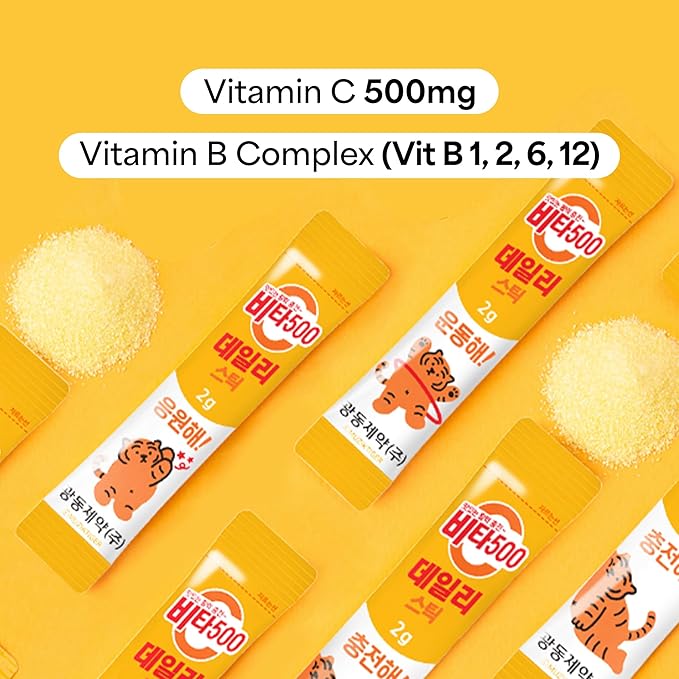 KWANGDONG Vita500 Multivitamin Powder Daily Stick, Improve Strong Immune, & Energy Boost with Vitamin C 500mg, and Vitamin B Complex (30 Sticks of 500mg)