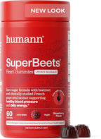 Humann SuperBeets Heart Gummies Zero Sugar - Beet Gummy with Energy Support, Grape Seed Extract & Beetroot Powder - 60 Count
