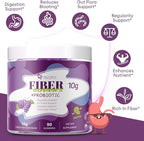 Migcopat 10G Fiber Gummies with 30 Billion CFU Probiotics, Grape Flavor, Bloating Support, Fiber Supplement with Vitamin C, ACV, Inulin, Sugar Free, 180 Count