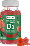 YUM-V'S Maxi Health Vitamin D3 Gummies 5000 IU 125mcg D3 Gummies - Support Immune Support, Strong Bone Health - Non-GMO, Gluten-Free, Dairy-Free, Vitamin D Gummy(120 Count)