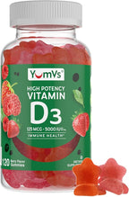 YUM-V'S Maxi Health Vitamin D3 Gummies 5000 IU 125mcg D3 Gummies - Support Immune Support, Strong Bone Health - Non-GMO, Gluten-Free, Dairy-Free, Vitamin D Gummy(120 Count)