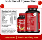 Apple Cider Vinegar Gummies, 120 Count, Max Strength 1000mg, ACV Supplement Gummy with B Vitamins & Antioxidants, Supports Metabolism, Digestion, Gut & Immune Health, Gluten-Free, Vegan & Non-GMO