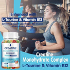 Creatine Monohydrate Gummies 5000mg Creatine for Women & Men 2 Packs, Creatine Monohydrate Chew for Boost Focus, Muscle Strength, 5g Creatine Monohydrate per Serving, Sugar Free, Vegan