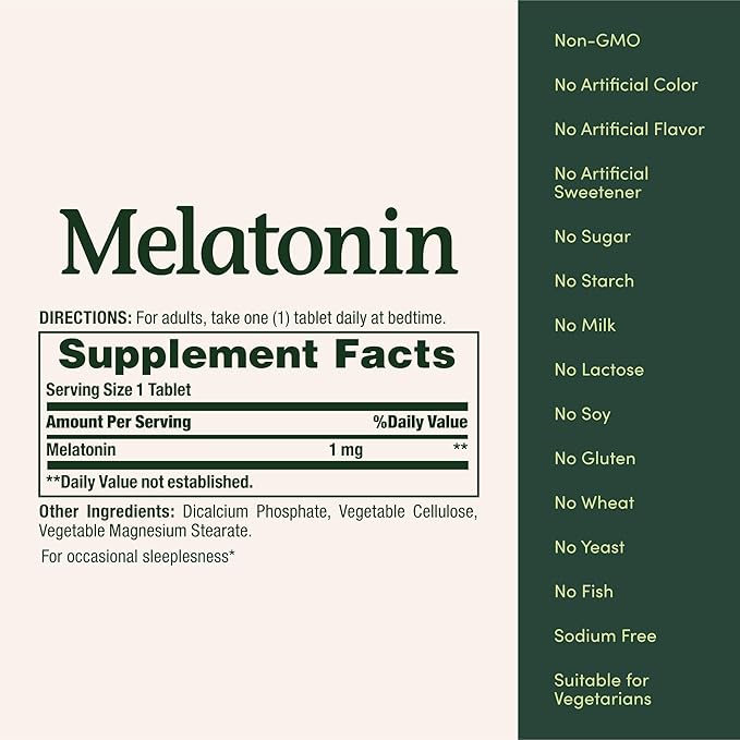 Nature's Bounty Melatonin,100% Drug Free Sleep Aid,Promotes Relaxation and Sleep Health,1mg,180 Tablets,(Pack of 3)