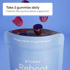 TUSHY Reboot Vegan Fiber Gummies - Once Daily Gut Reset for Bloating, Regularity & Digestive Health. 4 Grams of Prebiotic Fiber in a Delicious Mixed Berry Flavor, 60 Count (30-Day Supply)