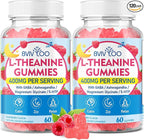 L-Theanine Gummies with L-Theanine 400 mg, Ashwagandha, GABA, 5-HTP, Magnesium Glycinate for Calm, ZZZ & Relaxation Support - Vegan, Raspberry Flavor, 120 Count